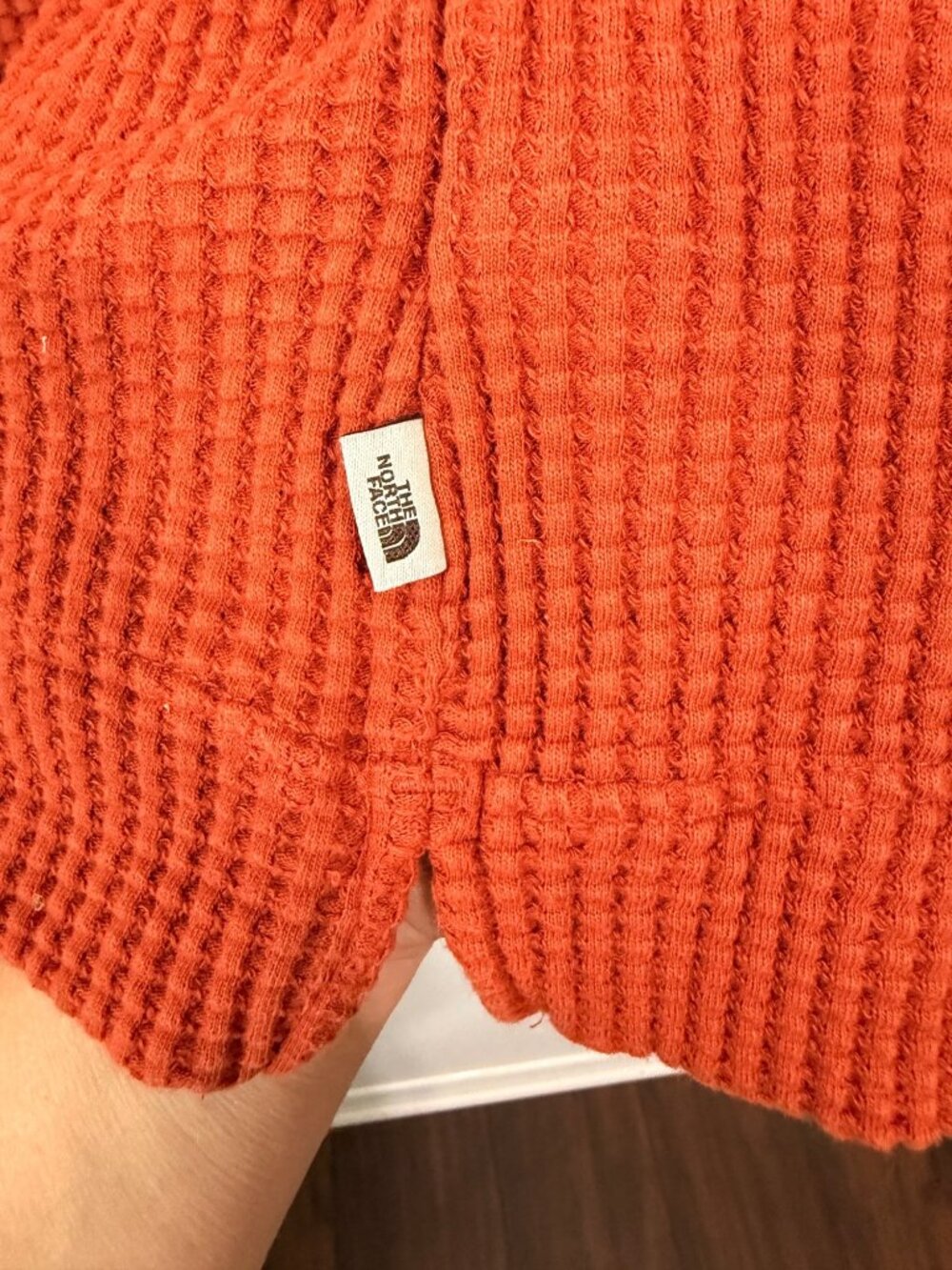 The North Face Top Chabot Waffle Knit Rust Orange Crewneck Womans XL - Picture 4 of 5